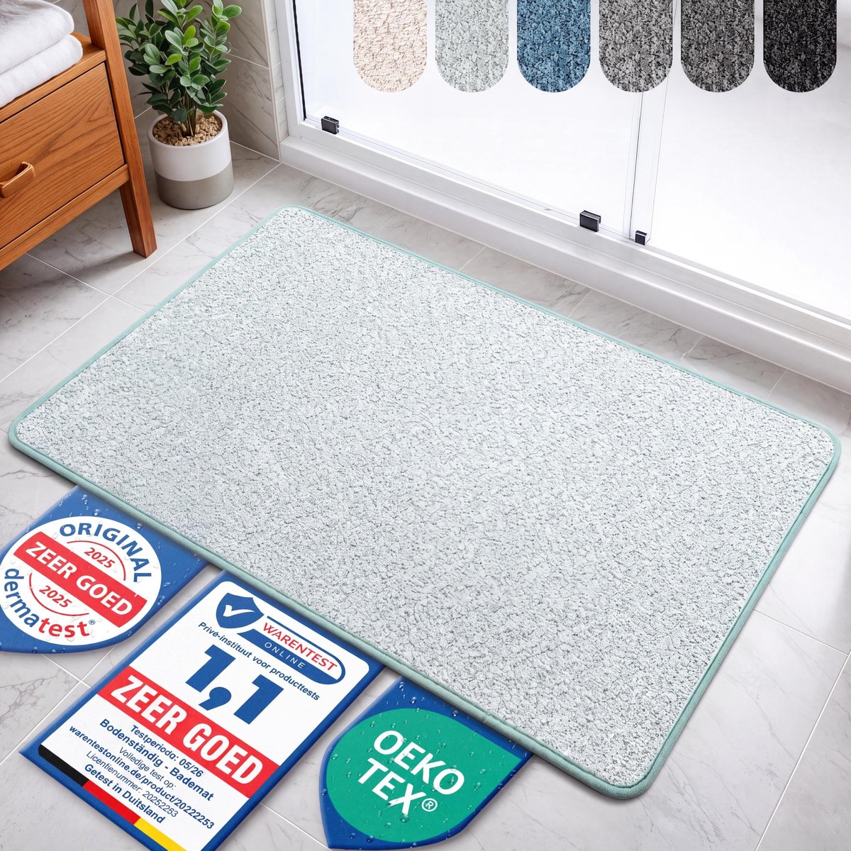 Badmat antislip groen - zacht materiaal - veilig in de badkamer - voorkomt uitglijden - ShopVlot