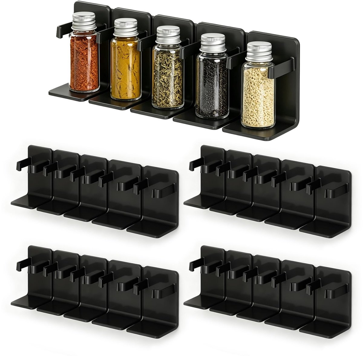 Kruidenrek aan de muur 25,3 x 6,8 x 4,3 cm - 20 stuks - te lijmen - ruimtebesparend - ShopVlot