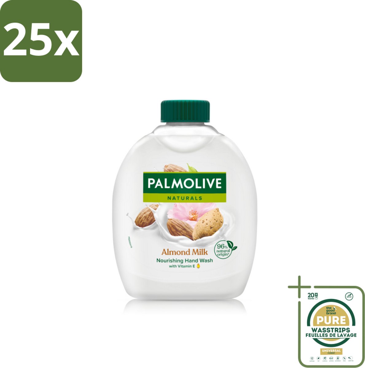 25 x Palmolive - Amandelmelk - Handzeep Navulling - Zacht & Hydraterend - 300 ml - Grootverpakking - Handzeep Navulling - Melk En Amande - Natuurlijke Handzeep - Handen Verzorgen - Hydraterende Handzeep