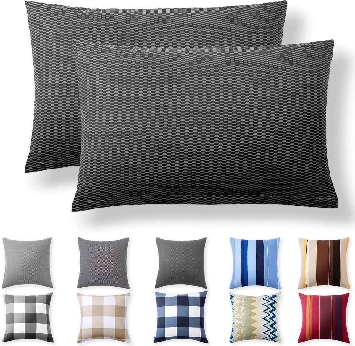 Kussensloop 50 x 75 cm - 100% katoen - ritssluiting - superzacht en stijlvol - ShopVlot