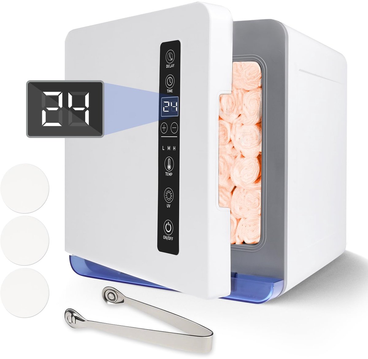 Handdoekwarmer 8 liter - met UV-licht - 3 temperatuurstanden tot 75 °C - ideaal voor spa en salon - Luxento