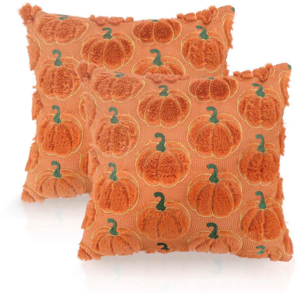 Kussenslopen 45 x 45 cm - Pompoen met gouden rand - Herfst decoratie - Creëer een sfeervolle uitstraling - ShopVlot