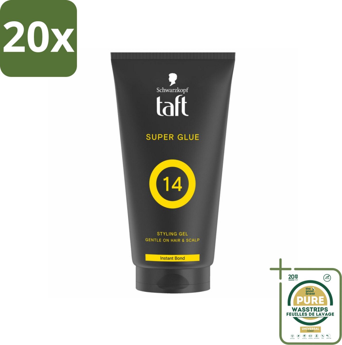 20 x Taft - Super Glue 14 - Styling Gel - Ultieme stevigheid - 150 ml - Grootverpakking - Super Glue Gel - Stylen Haar - Fixatie Gel - Stevige Fixatie - Instant Bond
