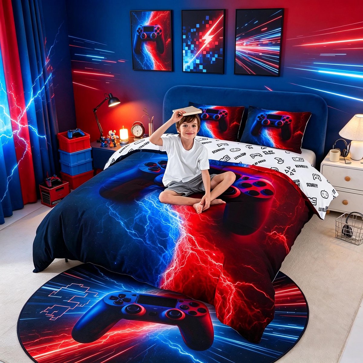 Beddengoed set King Size - gaming ontwerp - lichtgevende gamepad - moderne slaapkamer decoratie - ShopVlot