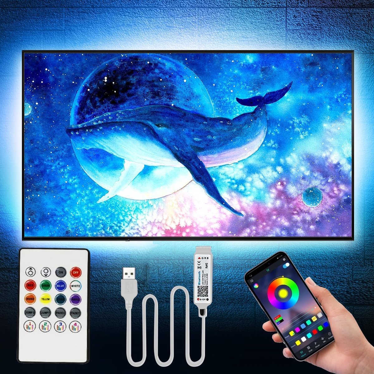 LED tv-achtergrondverlichting 50-70 inch - met app en afstandsbediening - muzieksynchronisatie - ShopVlot