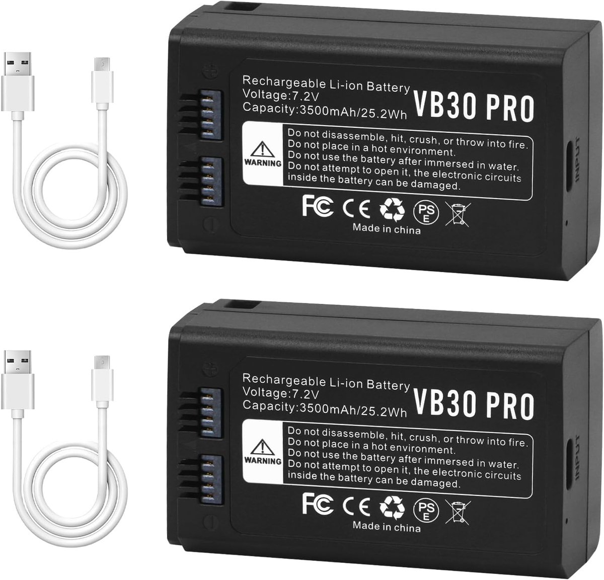 2 Pack Rechargeable Lithium Flash Battery VB30 VB26 (VB26A VB26B) Compatible with Godox V1PRO V1 AD100PRO V860III - ShopVlot