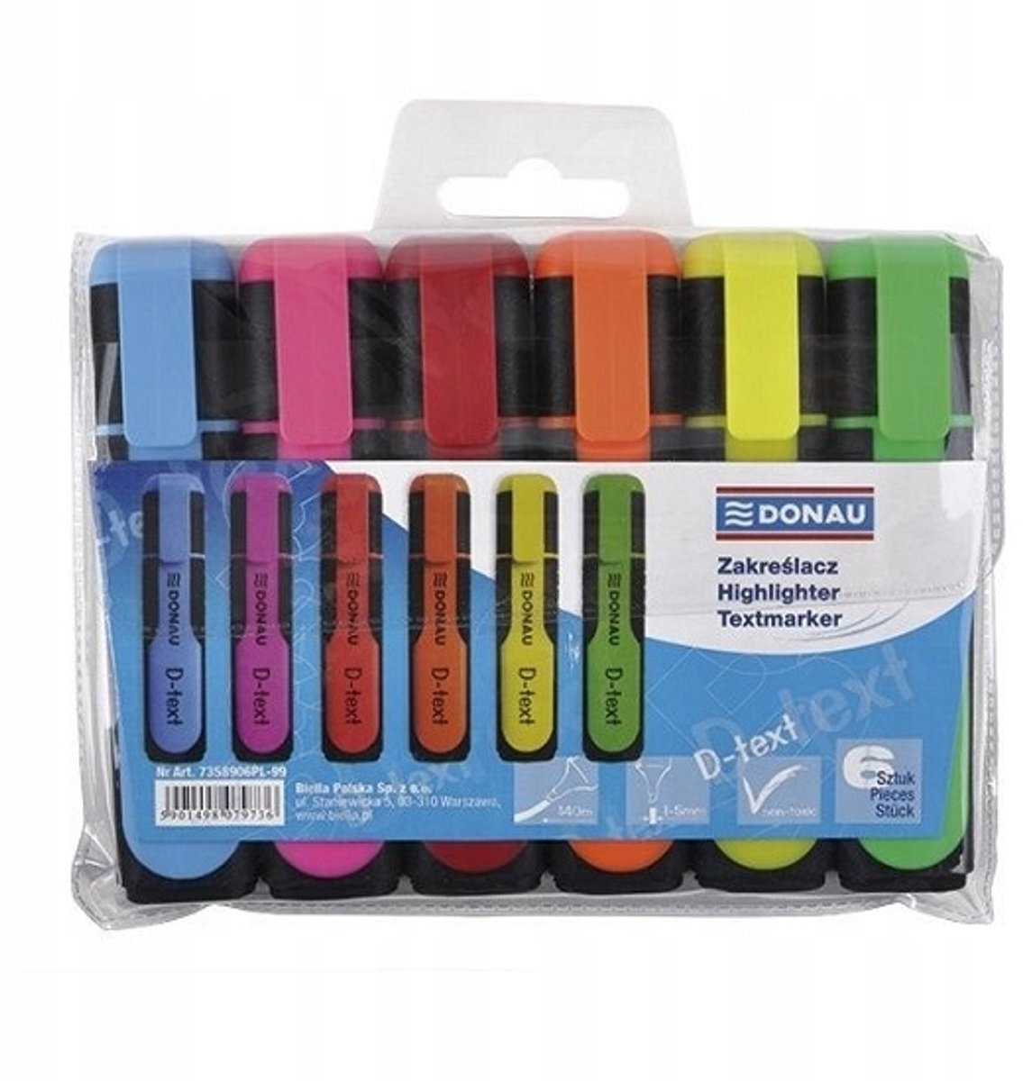 Donau Markeerpennen Set, 6 Kleuren