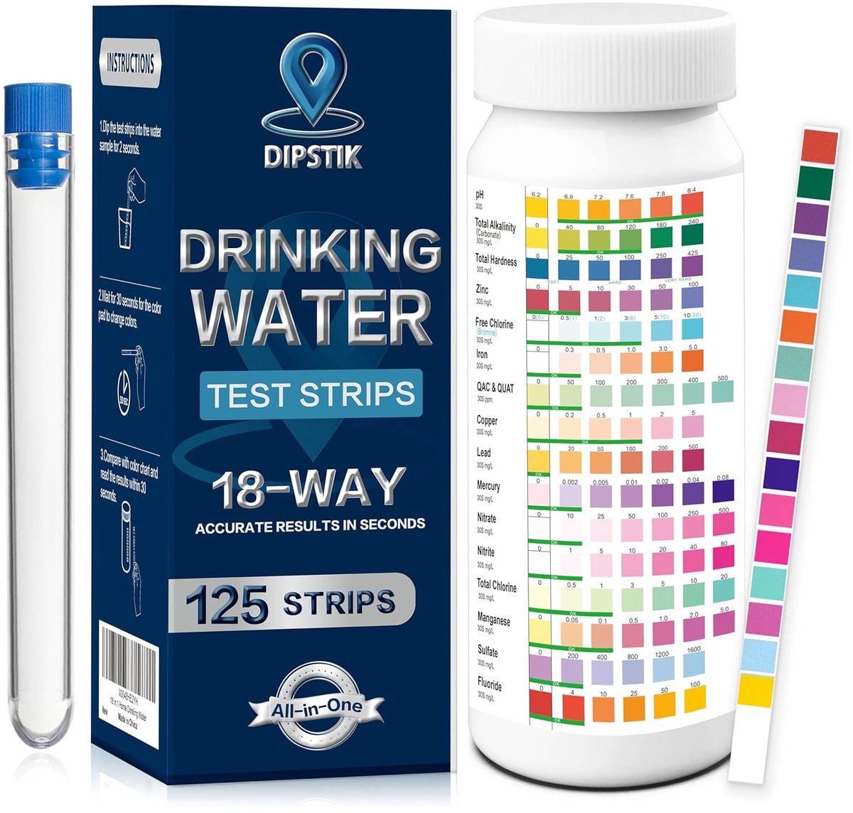 Zwembad Test Strips - Geen Kleur - 100 Stuks - 3-in-1 Waterkwaliteit Test voor Zwembaden en Spa's - Voor Nauwkeurige Analyse