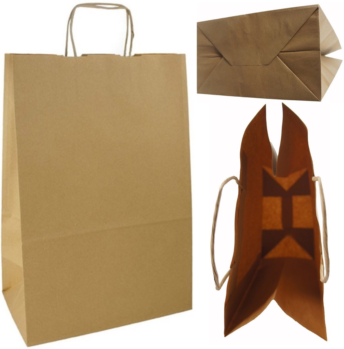 Bruine papieren draagtassen 30x17x42 cm - 50 stuks - Milieuvriendelijk