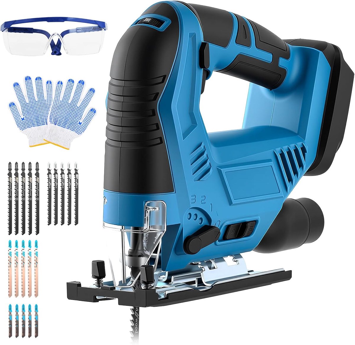 Accu-decoupeerzaag, compatibel met Makita 18V-accu's, pendelhef-decoupeerzaag met 7 snelheden, ±45° versteksnede - ShopVlot