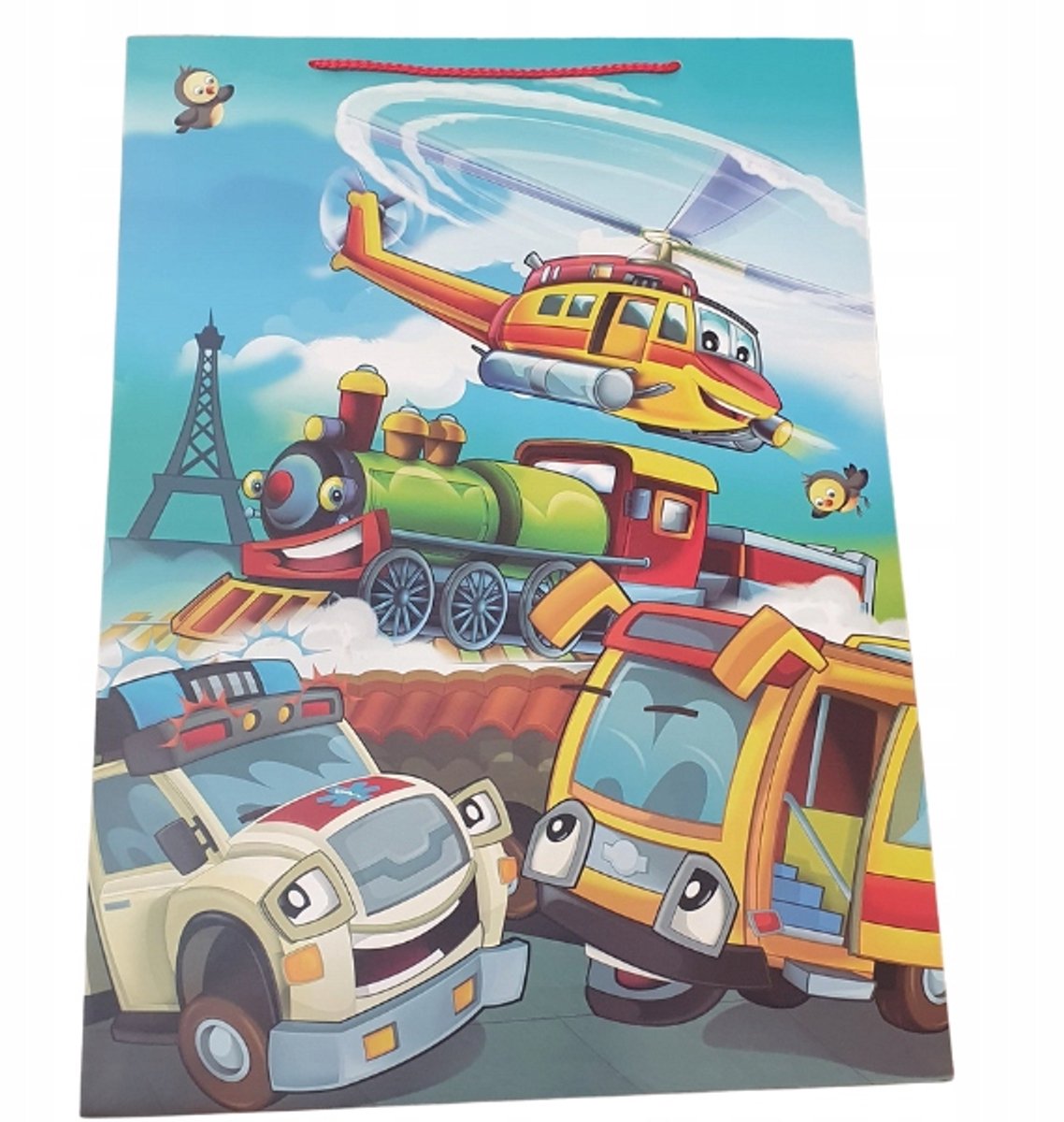 Grote papieren cadeauzak met kinderprint, 56x40x25 cm