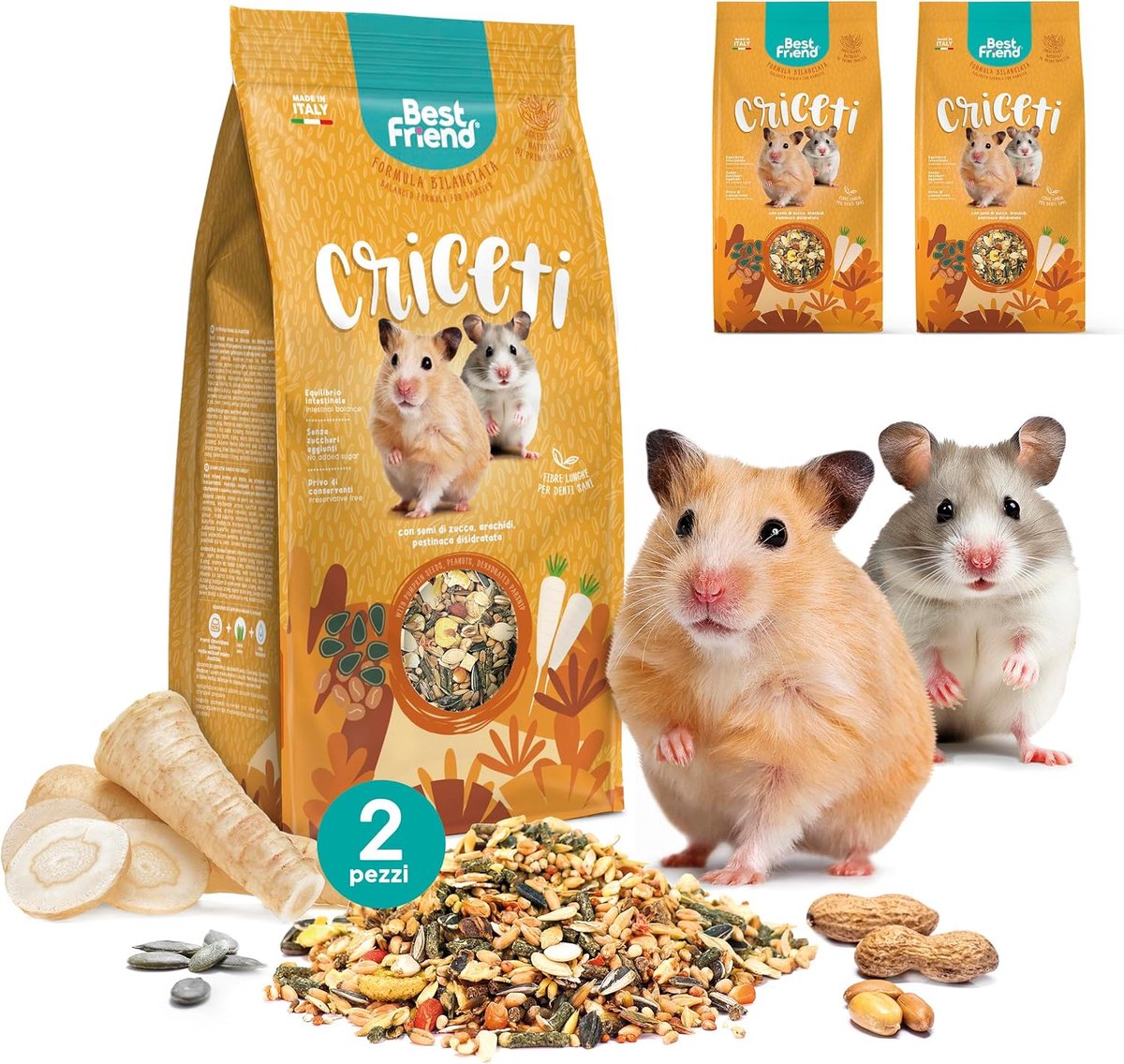Hamster voer met pompoenpitten - 2 verpakkingen - natuurlijke ingrediënten - ideaal voor knaagdieren - ShopVlot