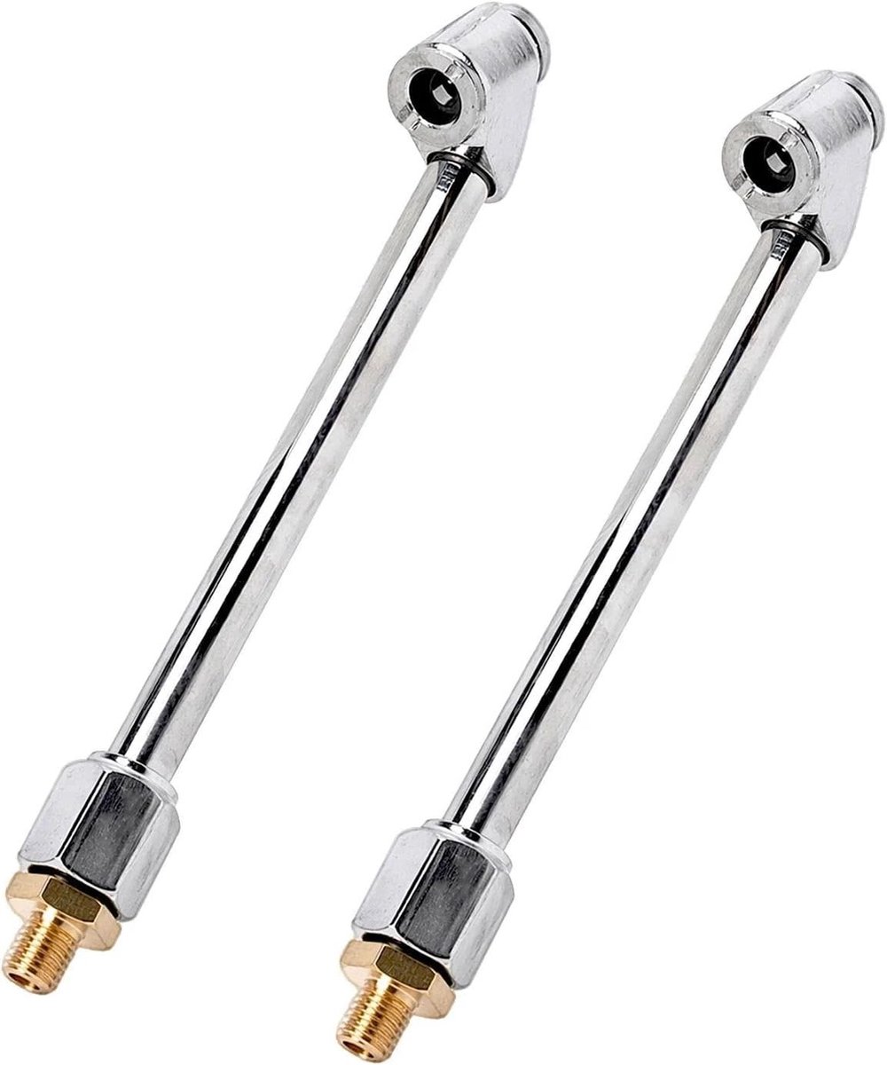 Dubbelkoppige Bandenpomp - Zilver - 155 mm - Duurzaam Ventielaccessoire - Voor Auto, Fiets en Motor