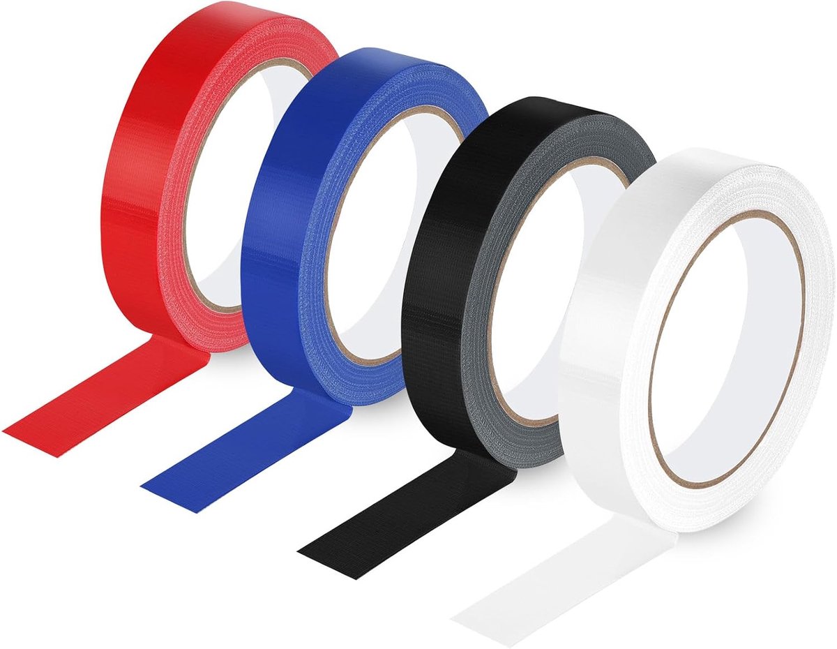 Weefseltape 4 x 20 m - Versterkt stof - Sterk hechtend - Voor reparaties en markeringen - ShopVlot