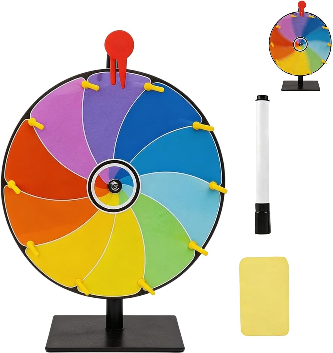Geluksrad 30 cm - Rotatie met standaard - 10 slots voor DIY ontwerp - Perfect voor evenementen en feesten - ShopVlot