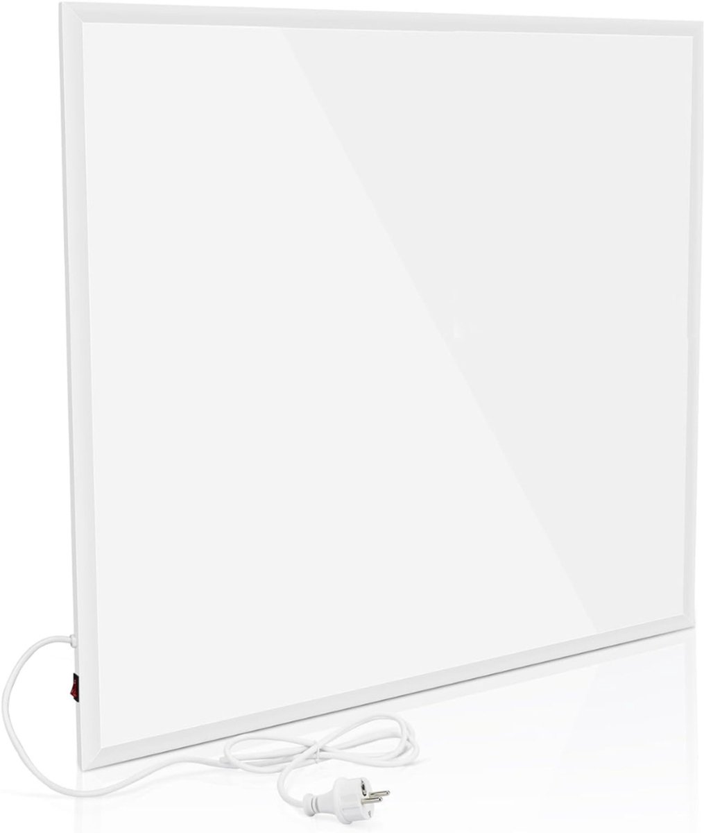 QUOVO® Infrarood paneel - Bureau verwarming – Verwarmingspaneel - Elektrische kachel – Mobiele Infraroodverwamer – Heater – Kachel – 350 Watt – Wit - 2cm x 62cm x 62cm