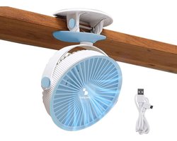 Solvix tafel ventilator geluidloos - Mini Clip Fan - USB en Oplaadbaar - 3 Snelheden - Tiltable Hoofd - Voor Thuis en Kantoor