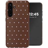 Selencia Hoesje - Geschikt voor Samsung Galaxy S25 FE - Backcover - Happy Dots Chocolate