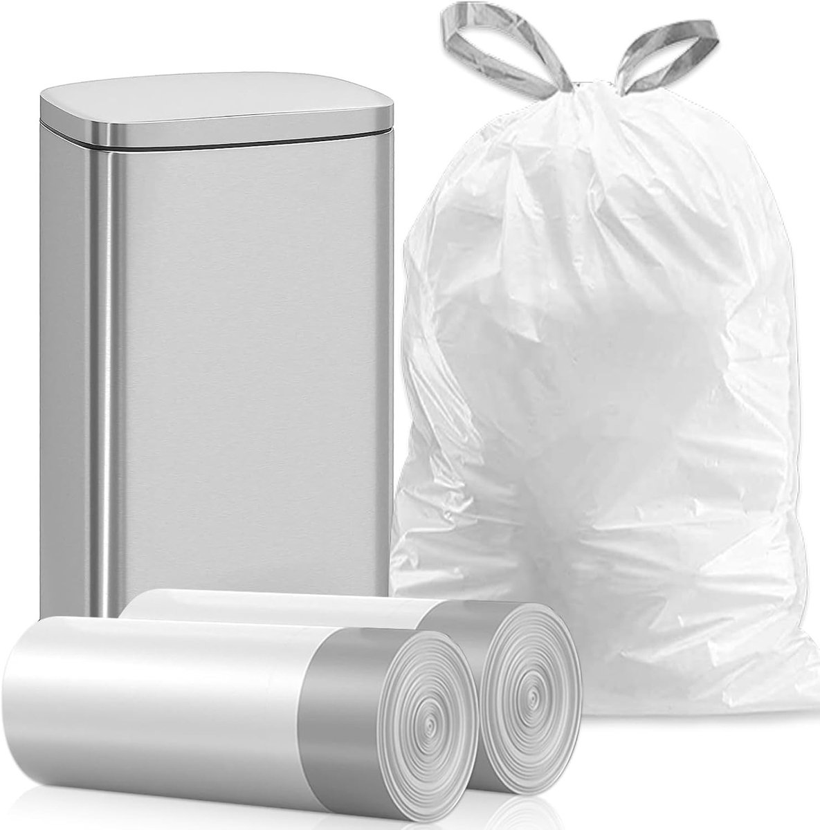 Vuilniszakken 50 liter - Wit - Scheurvast en lekvrij - Met trekkoord - Voor keuken, badkamer en kantoor