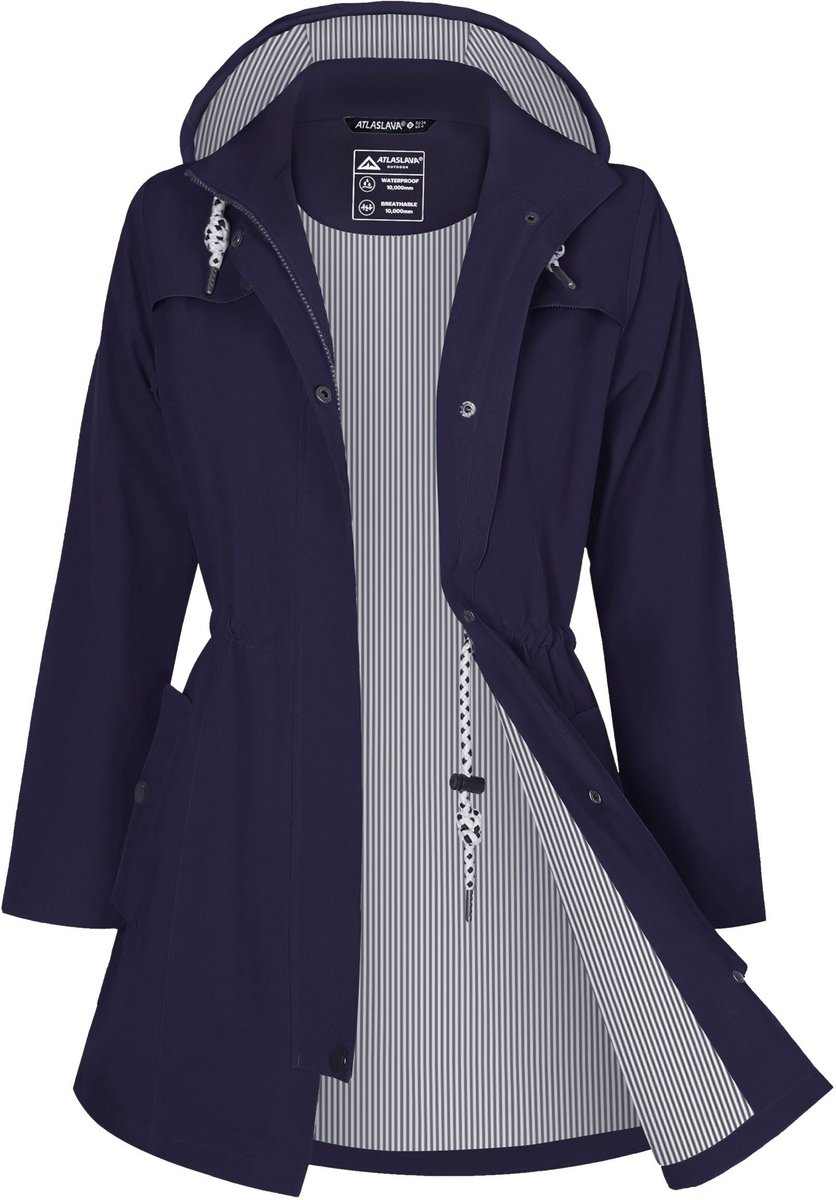 OLOEY Lange regenjas dames | waterdichte, ademende jas met capuchon en comfortabele pasvorm - Maat XL