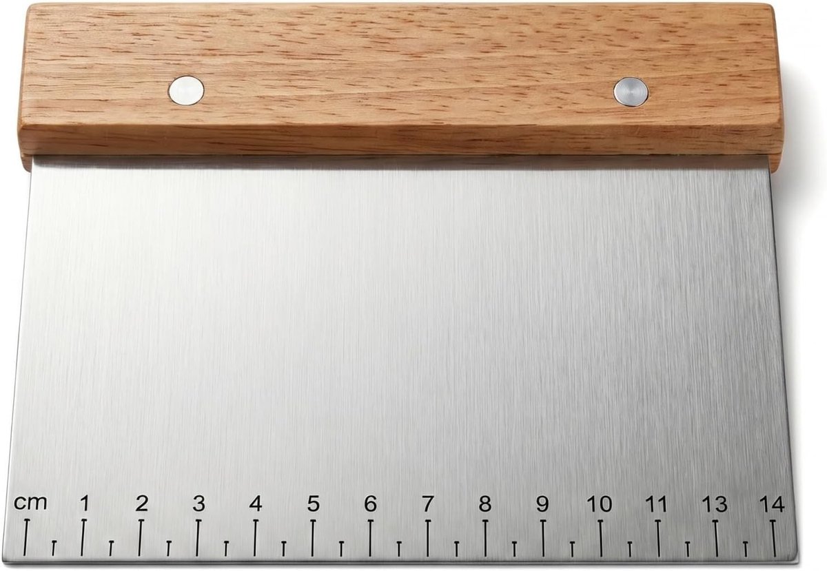 Deegsnijder - Roestvrij staal en Hout - Professionele Keukenhulp - Ergonomisch Handvat - Voor Hobbybakkers