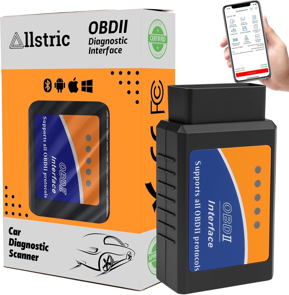 Thijox - OBD2 Scanner Bluetooth voor iOS, Android & Windows - ELM327 OBD2 Reader voor Auto's vanaf 1996 Benzine & 2004 Diesel - Motorstoringen Lezen &