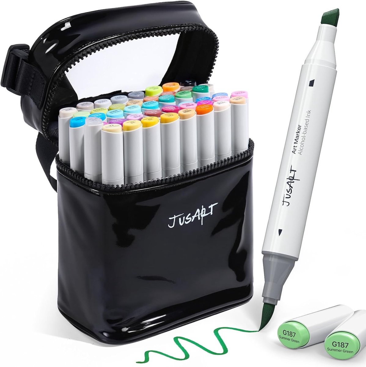 Alcohol Markers - 48 Kleuren - Dual Tip met Penseel en Beitel - Alcoholgebaseerd - Voor Tekenen en Illustratie
