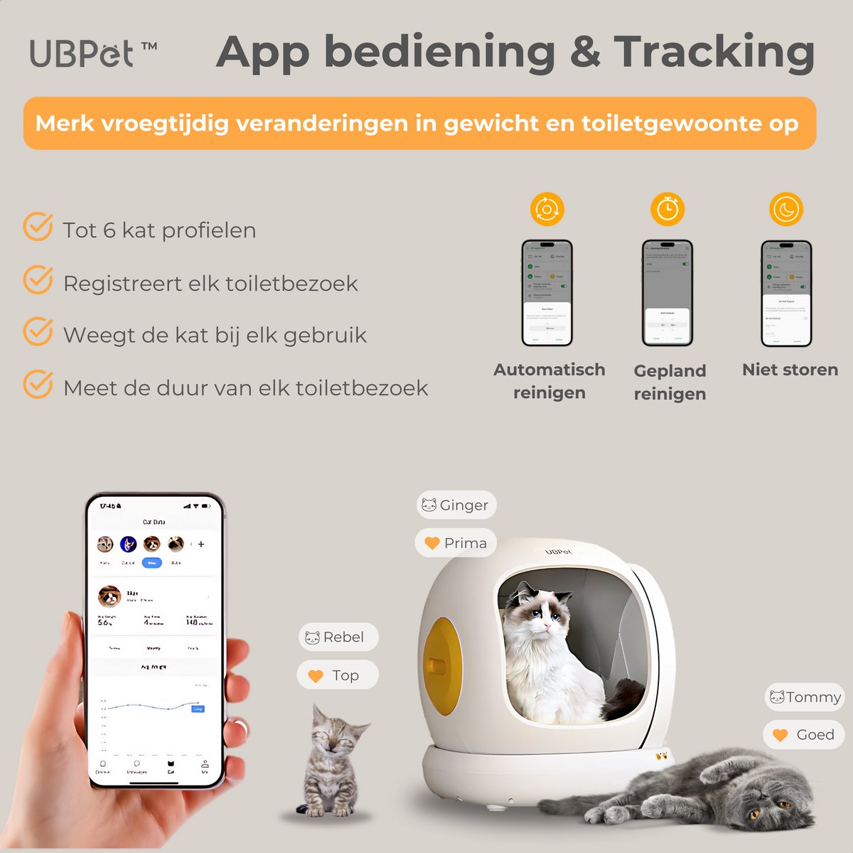 UBPET C20 automatische kattenbak met app en geurcontrole thumbnail 2