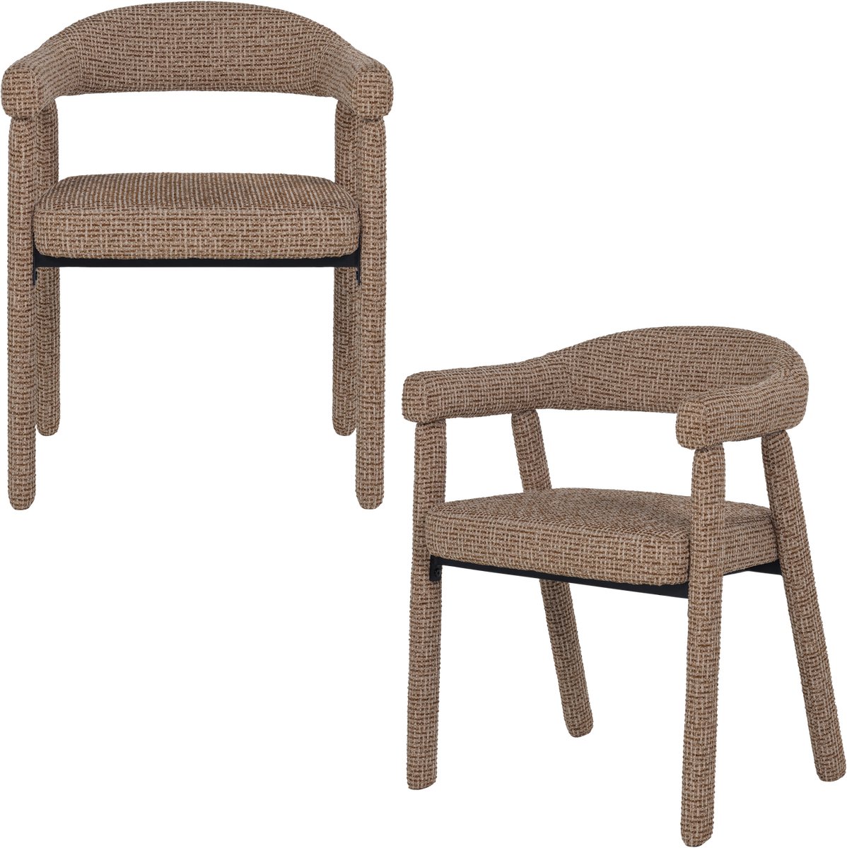 WOOOD Sedo Eetkamerstoel Armleuning Lichtbruin - Set Van 2 - 78x59x58