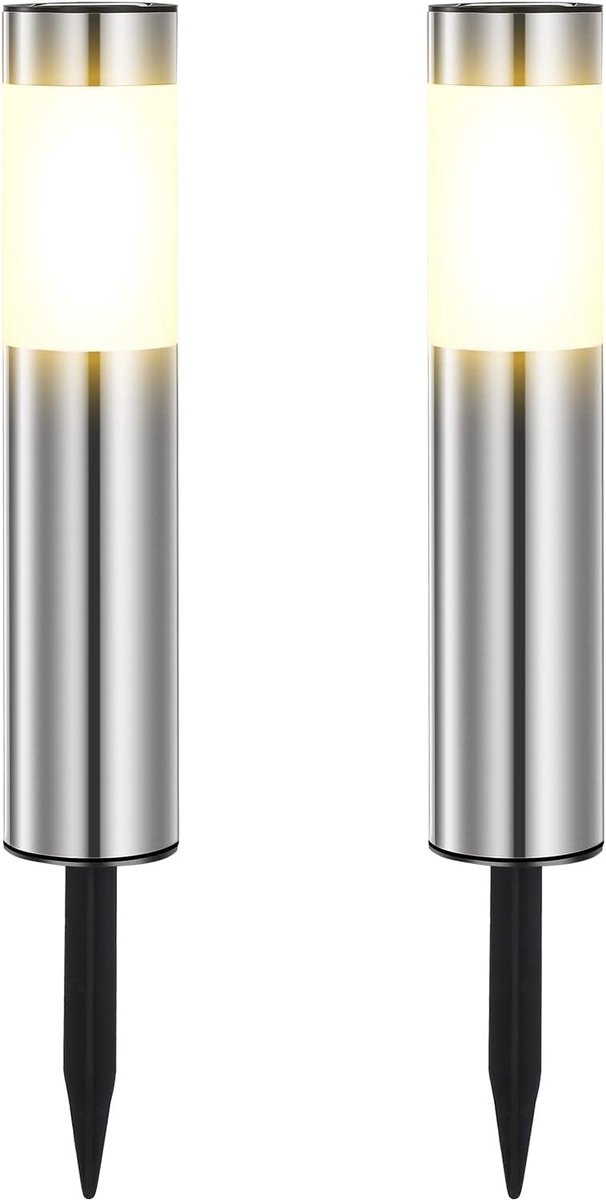 Zonneverlichting Buiten - Roestvrij Staal - Waterdicht - Energiezuinig - Voor Tuin en Terras