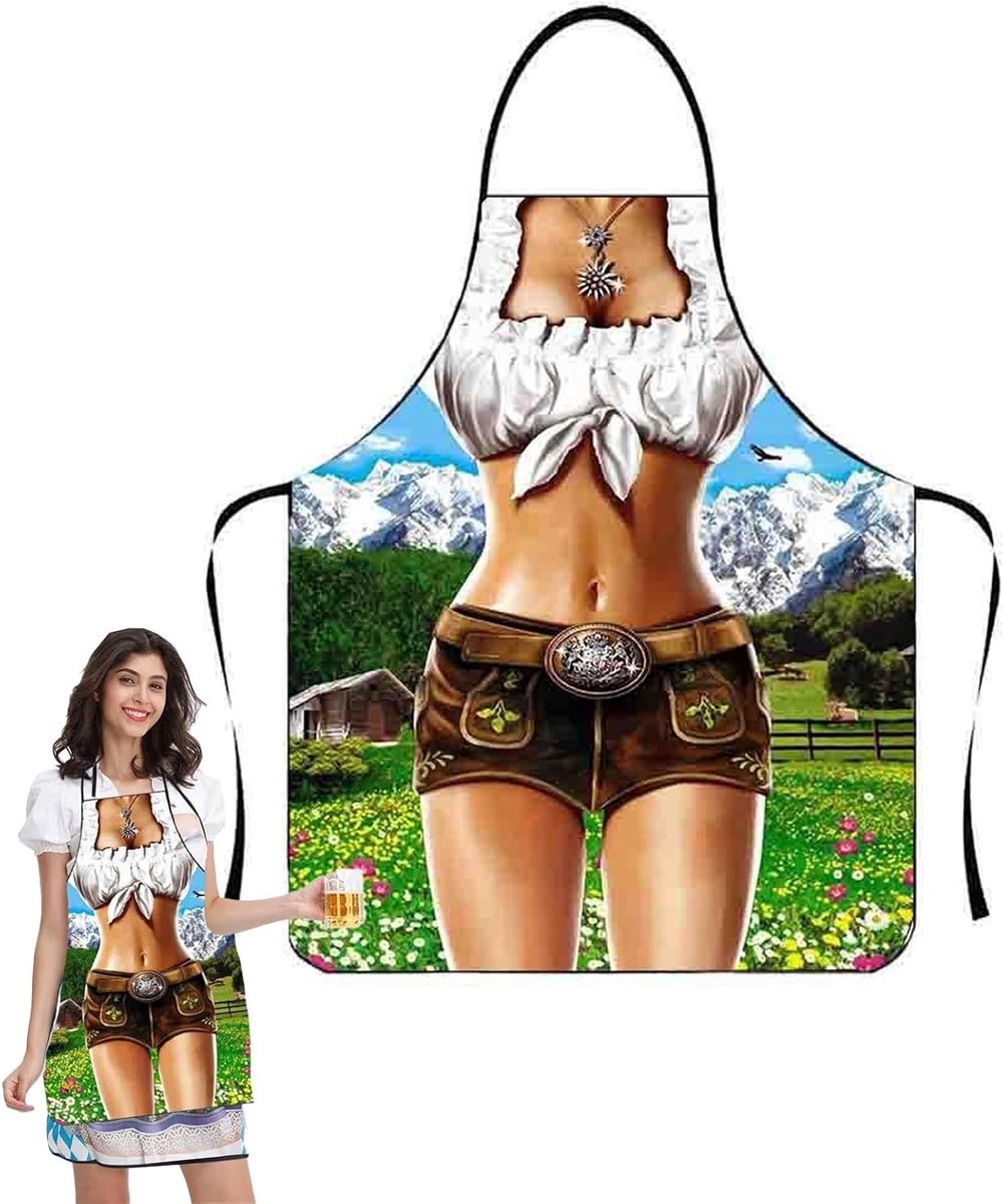 BBQ Schort voor Feesten en Tuin, Grappig Barbecue Schort met Motief voor Koken en Oktoberfest, Ideaal voor Mannen en Vrouwen