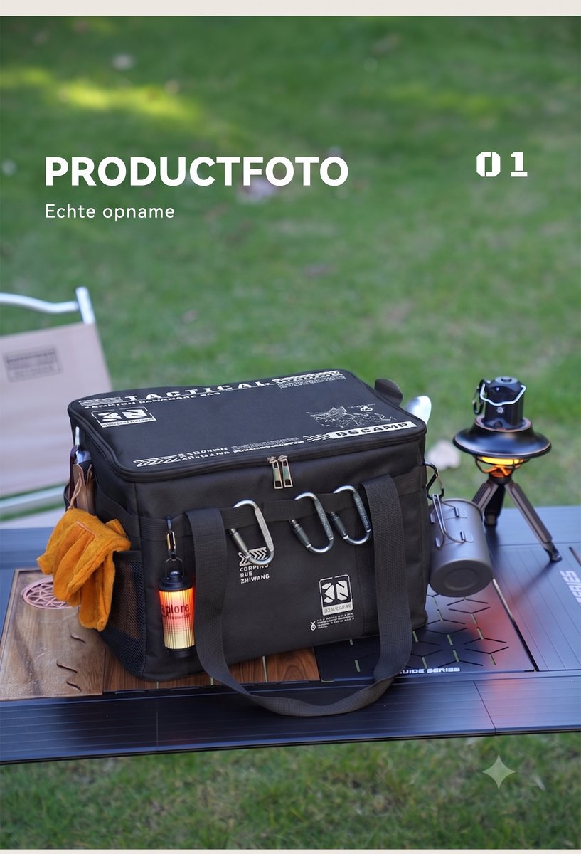 Tactische opbergtas voor kamperen extra grote inhoud van 30 liter waterdichte organizer van Oxford stof ideaal voor reizen outdooravonturen en thuisgebruik zwart