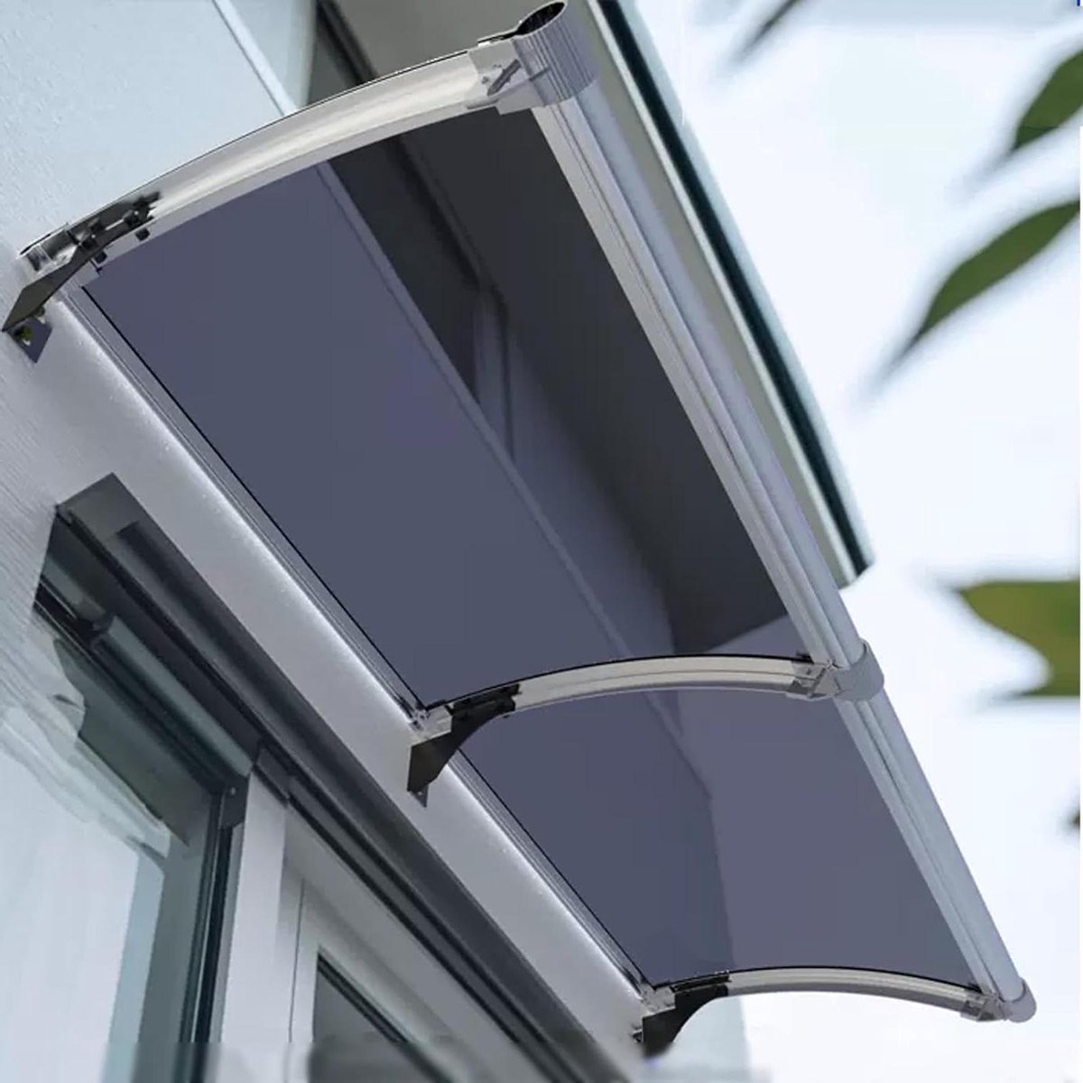 Luifel Deur Overkapping - Zonnescherm Huisdeur - Bescherming tegen Weer - UV-beschermende Coating - 100x280cm - Grijs Paneel