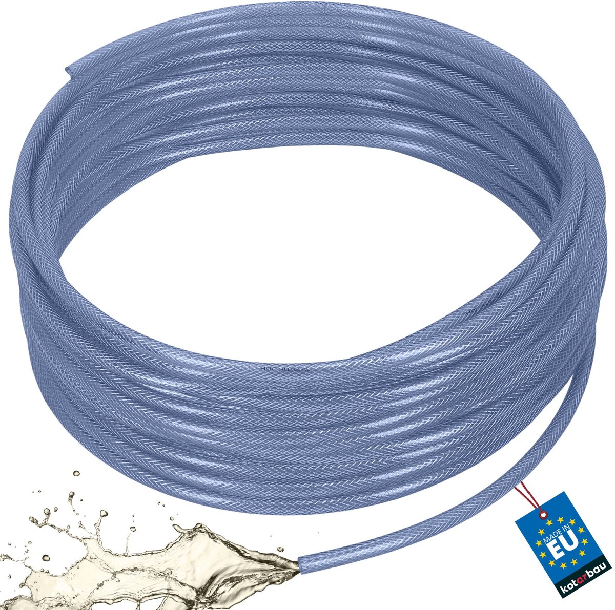 KOTARBAU® Persluchtslang ø 8 mm / 3 mm - Compressorslang - Luchtslang 50 m - PVC-slang met Weefselinleg - Waterslang - Transparant - Blauw