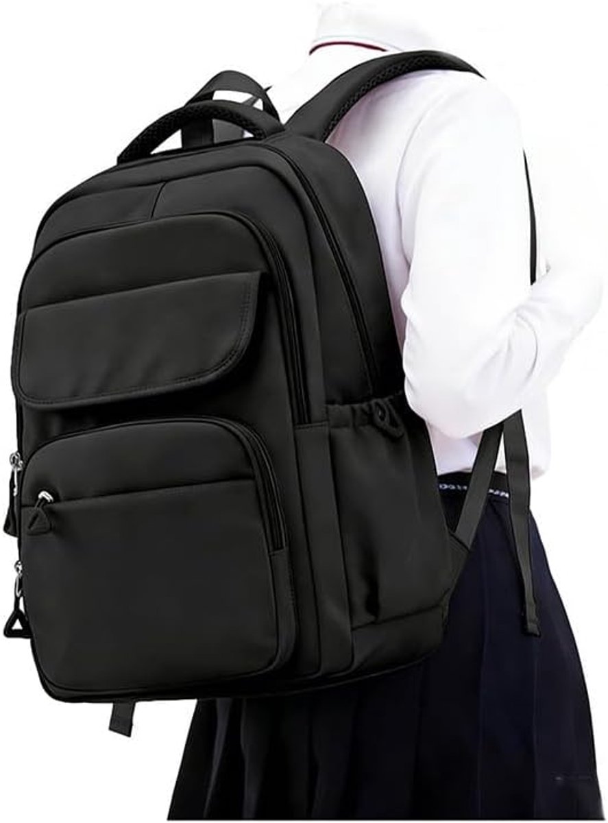Rugzak - Schoolrugzak - Lichtgewicht Laptoprugzak - 47 x 34 x 17 cm- Waterafstotend - Met Meerdere Vakken - Zwart