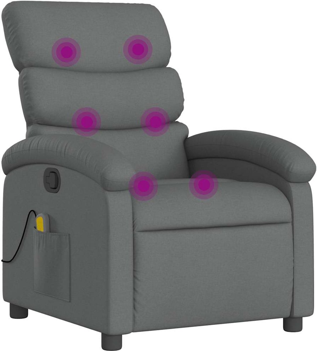 vidaXL Massagestoel - in - donkergrijze - stof Donkergrijs
