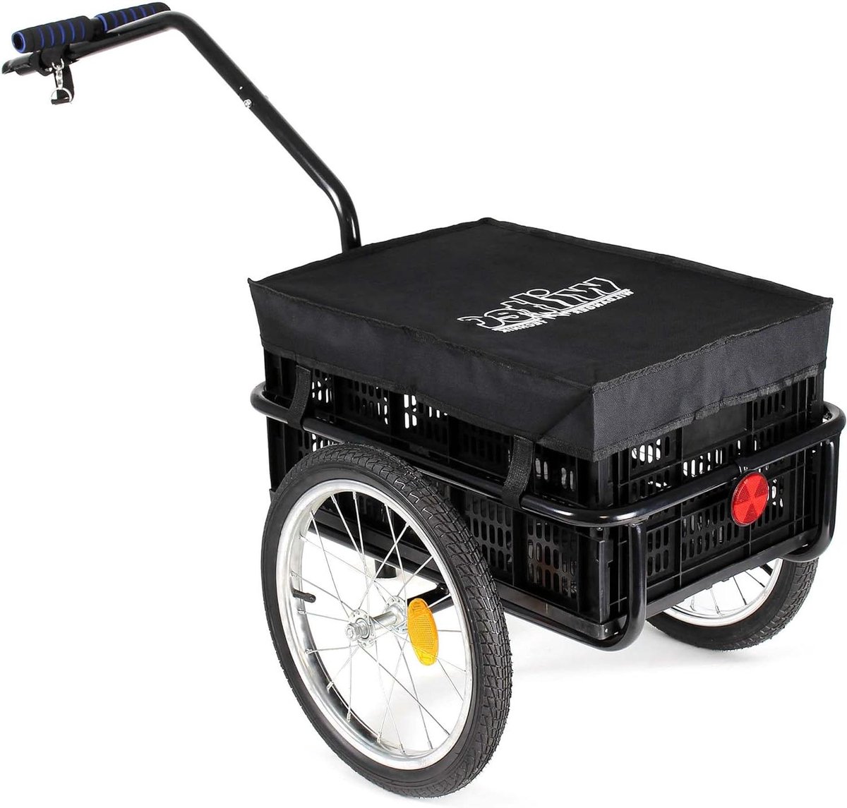 Fietskar met bak - Fietsaanhanger transportkar - Lasten vervoeren - 50 kg draagvermogen - 16 inch luchtbanden - Zwart