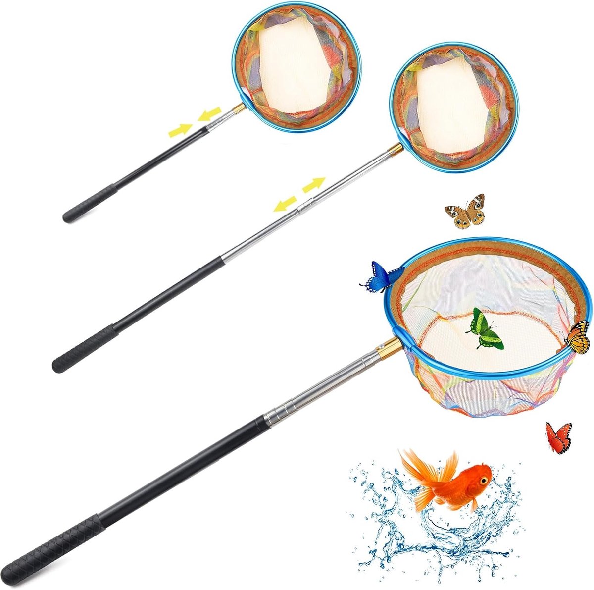 Telescopisch Vangnet voor Kinderen - Veilig Insecten Vangen, Ideaal voor Tuin, Strand en Vijver, Verstelbare Lengte van 66 cm tot 145 cm