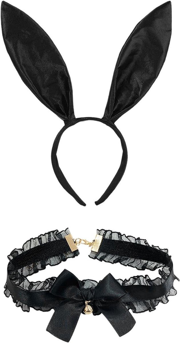 Brava Black Rabbit Headset, 1 Piece Adjustable Bell Collar with Bell, Sexy Fashion Accessories for Women Clothing. - ShopVlot