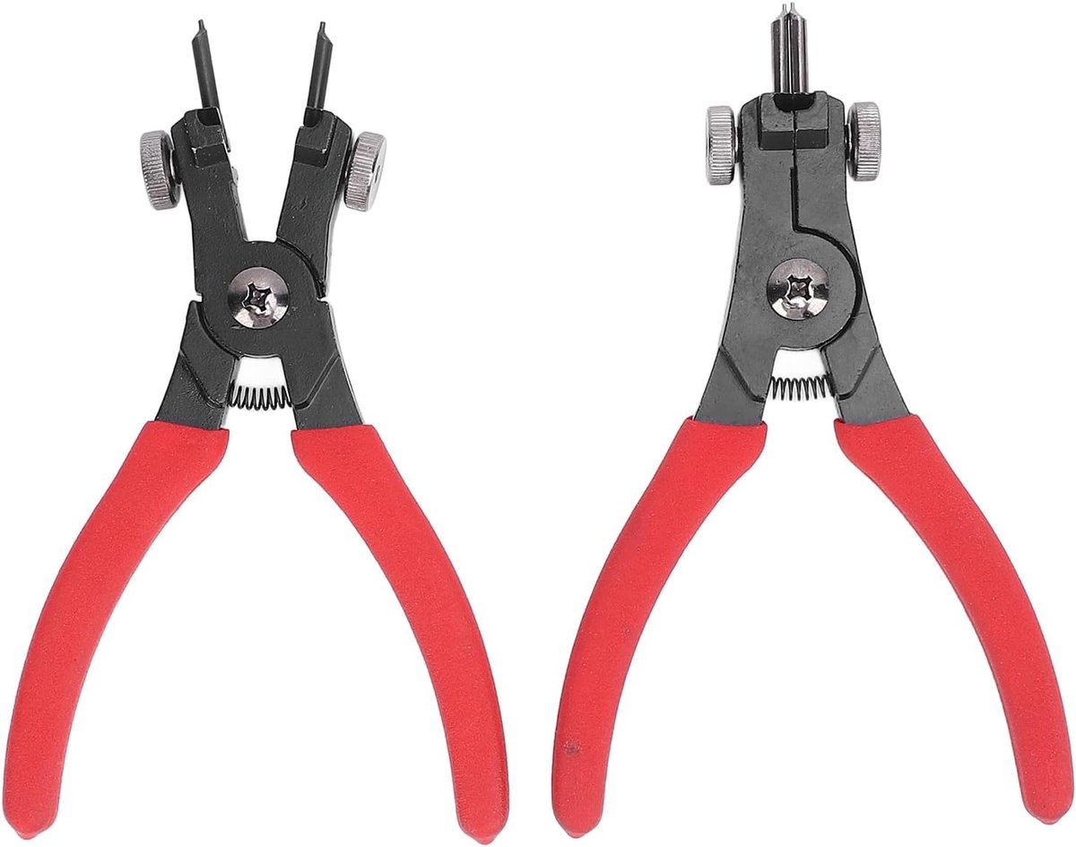 SnelShoppen - 2Pcs Heavy Duty Verstelbare Locking Spring Pliers Set - Interne Externe Rechte Gebogen Haak Circlip met Opbergdoos
