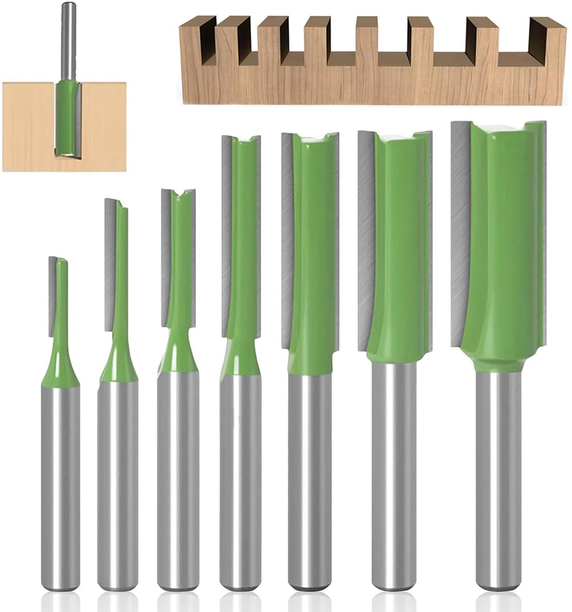 SnelShoppen - 7-delig Router Cutter Set voor Houtbewerking - Groeffrezen, 6 mm Shank, Aluminium Legering, Voor DIY en Professioneel Gebruik