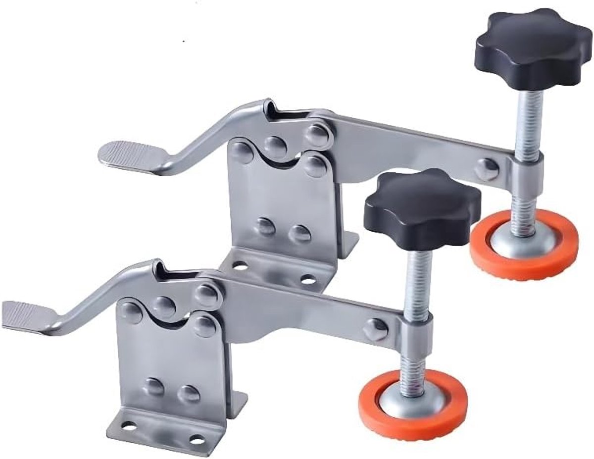 SnelShoppen - 2 Stuks RVS Klemmen voor Houtbewerking, Persen en Positioneren van Deurscharnieren, Geschikt voor 35 mm Scharnieropening, Efficiënte Tui