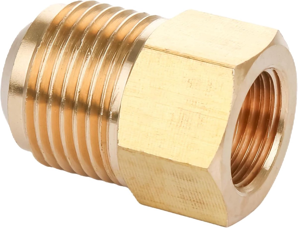 SnelShoppen - Messing Buisadapter - 3/8" SAE Mannelijk Draad naar 5/8" SAE Mannelijk Draad Flens - Messing Buisverbinder Reducer voor Airconditioning