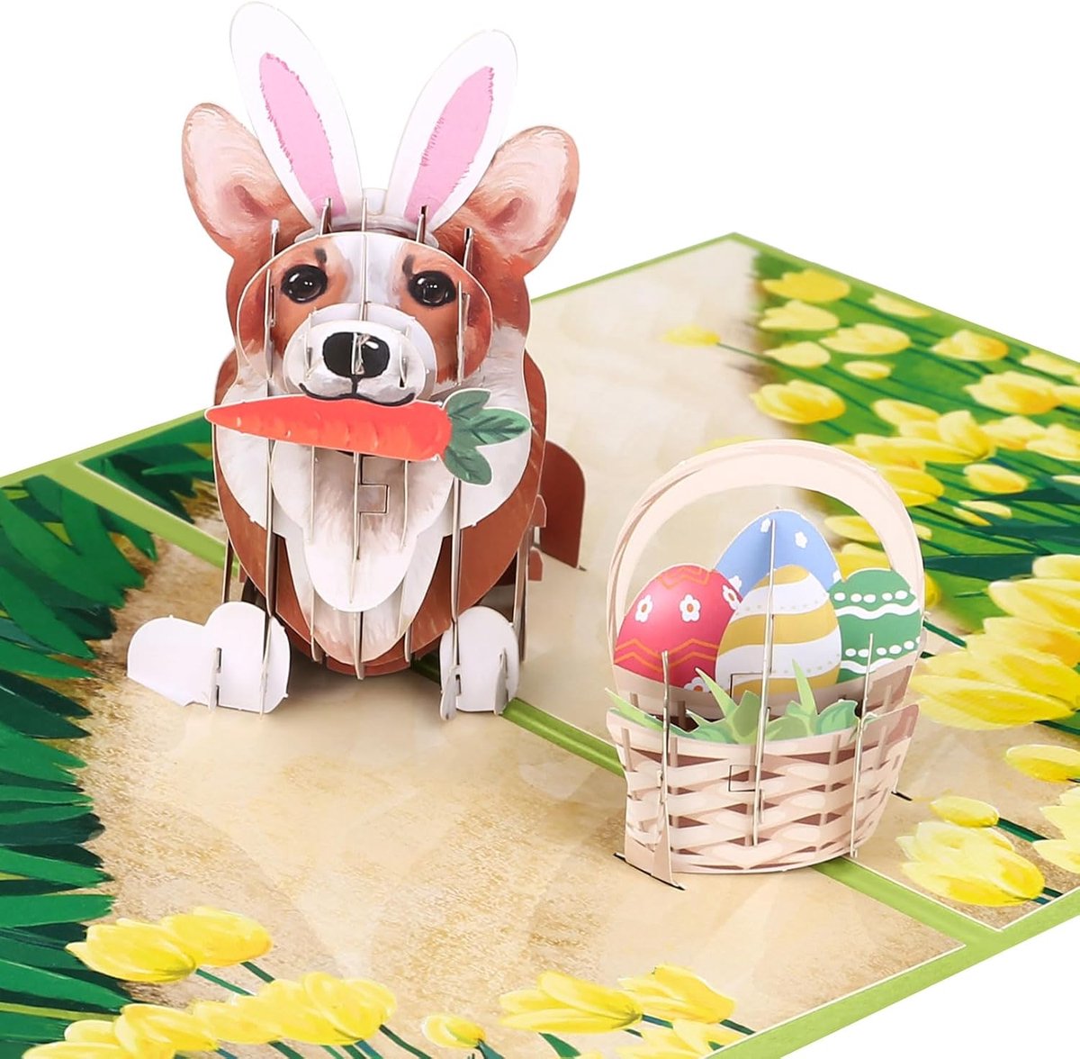SnelShoppen - 3D Paaskaarten Pop-Up Kaarten voor Kinderen met Hond en Wortel - Creatieve Groetkaarten voor Pasen, 20x15 cm - Vrolijke Knutselkaarten m