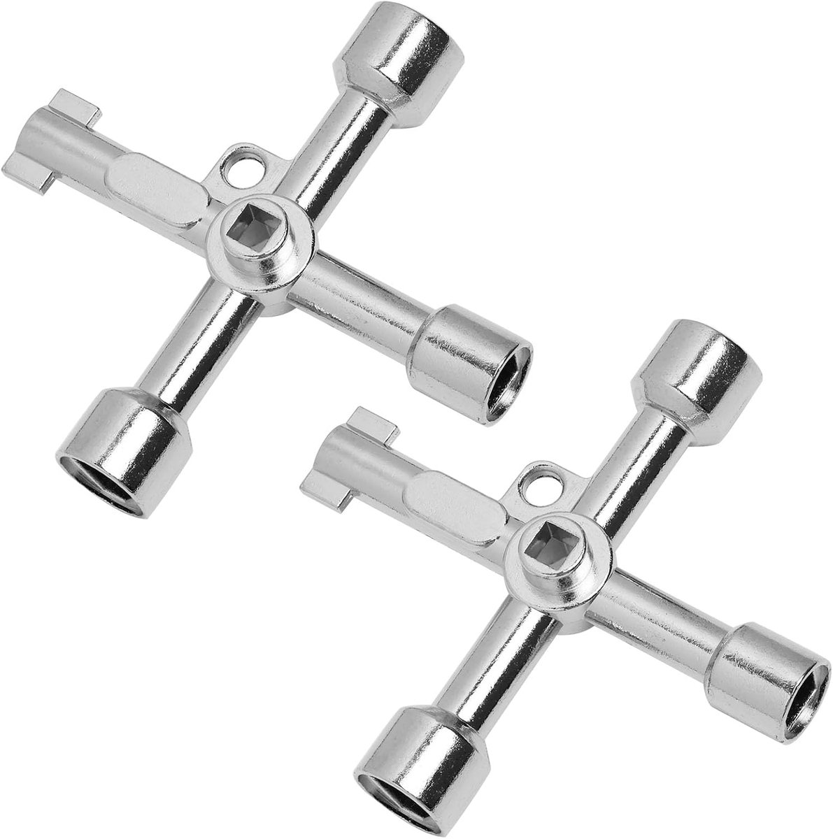 SnelShoppen - 2 Stuks 4-Weg Multifunctionele Sleutels van Zinklegering, Universeel voor Controlekasten, Gas-, Water- en Lifttoepassingen, Duurzaam en