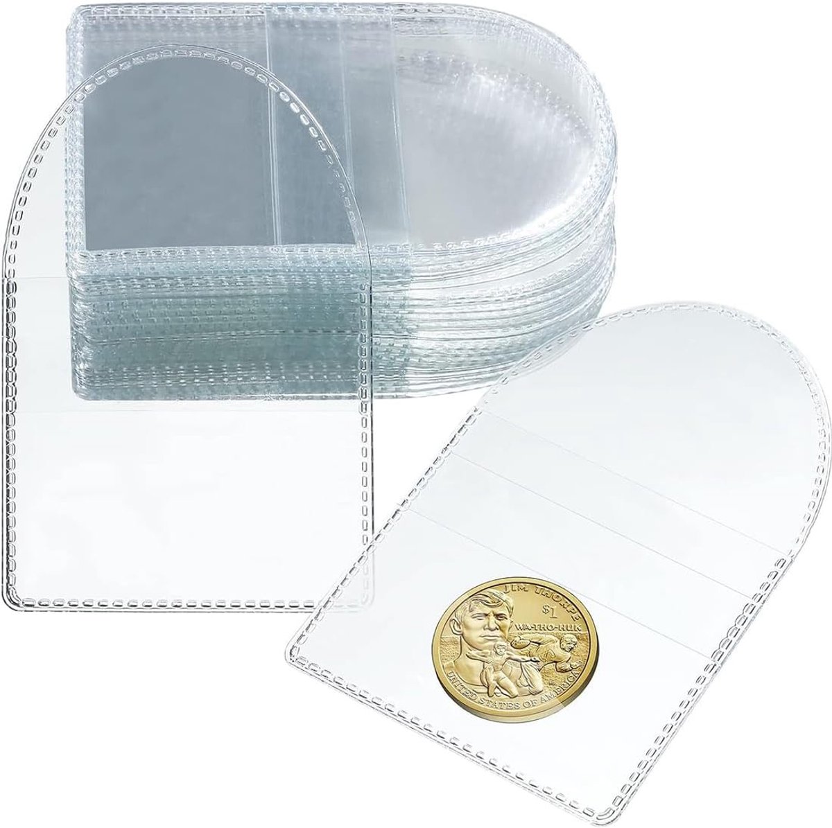 SnelShoppen - Pack van 50 Plastic Munthouders voor Munten, Sieraden, Kleine Voorwerpen (5.5 x 5 cm) - Bescherming tegen Roest en Corrosie