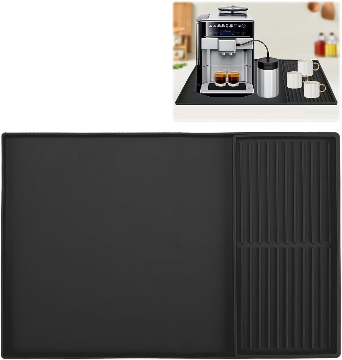 mumisuto Silicone Mat for Coffee Maker with Convex Edge, 61 x 40 cm, Non-Slip Draining Mat, Suitable for Kitchen - ShopVlot
