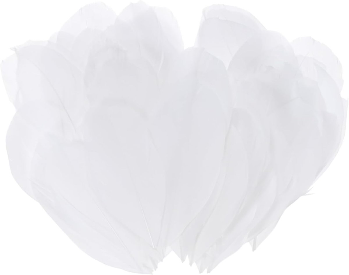 SnelShoppen - Set van 50 Witte Natuurlijke Ganzenveren 3.5-9.5cm voor Feestdecoraties, Bruiloften, Droomvangers, DIY Creaties en Tafeldecoraties