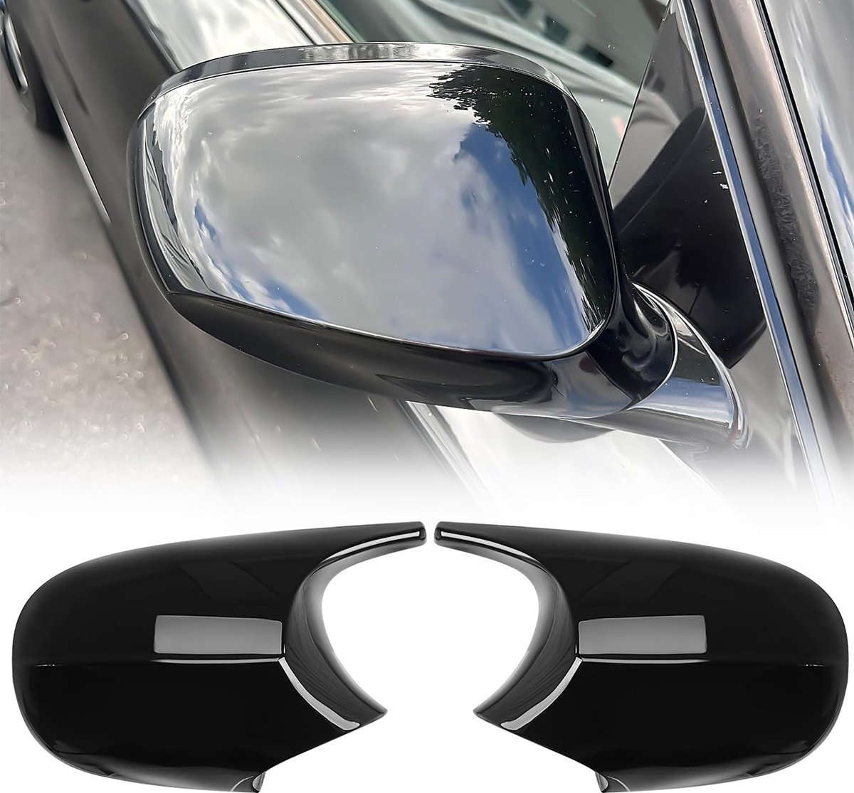SnelShoppen - Car Mirror Covers, Vervangingsside-mirror cover, Geschikt voor BMW 3 Serie E81 E87 E90 E91 E92 E93 LCI 2009-2012, Glanzend Zwart, Set va