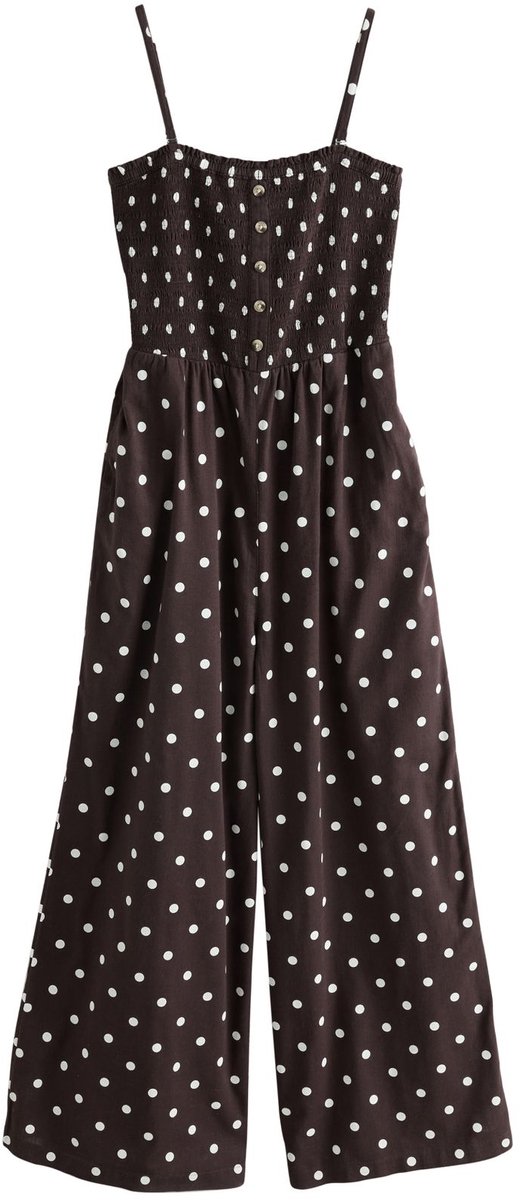Next - Dames - Bandeau-jumpsuit met afneembare bandjes van linnenmix - Bruin